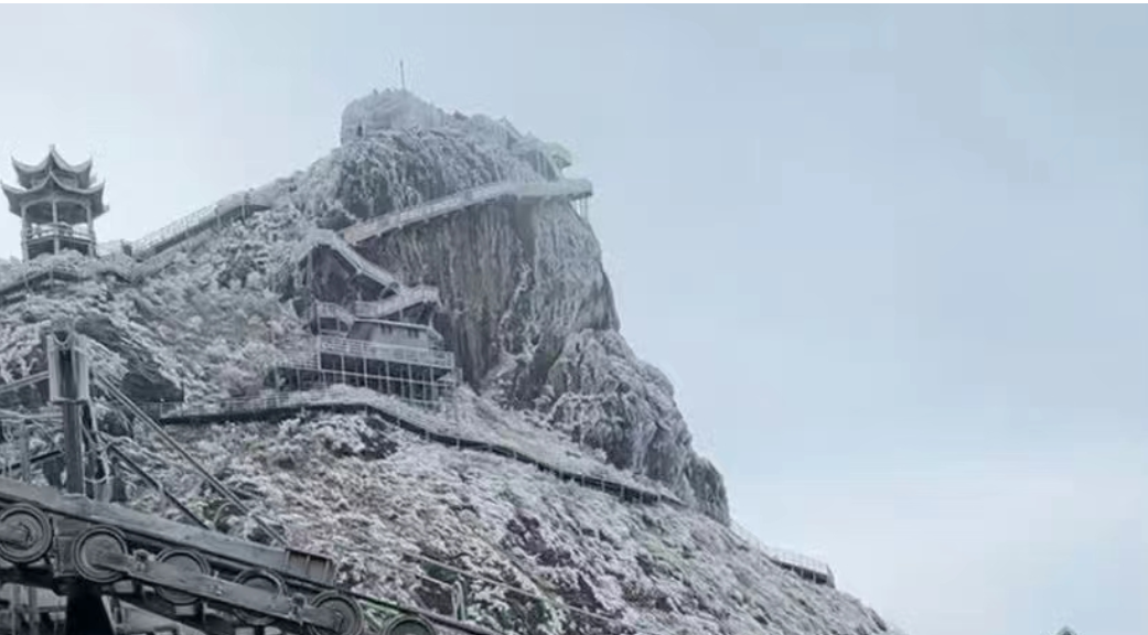 好美！清远金子山被冷空气一键 “速冻” 成冰雪仙境