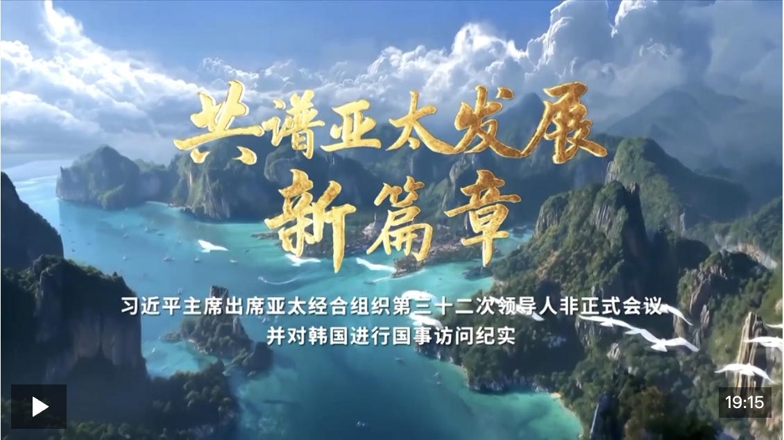 时政纪录片丨共谱亚太发展新篇章——习近平主席出席亚太经合组织第三十二次领导人非正式会议并对韩国进行国事访问纪实